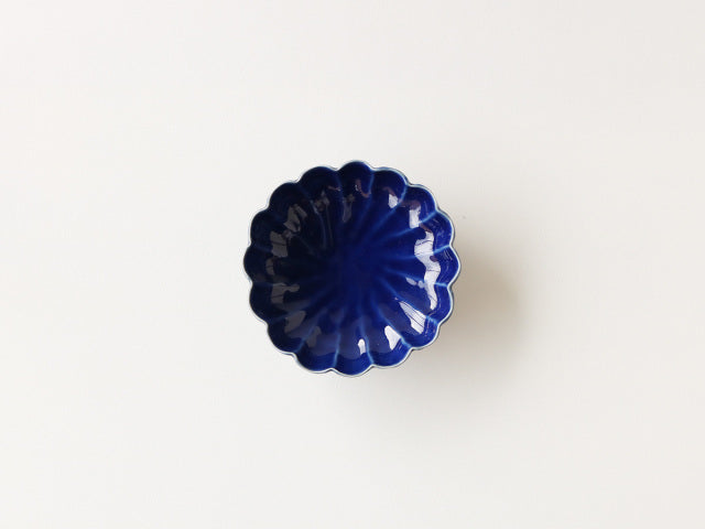瑠璃釉/青磁 菊型 浅鉢 波佐見焼 青磁
