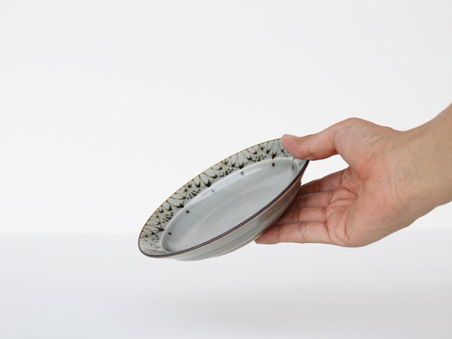 ダマスクフラワー 5寸皿 波佐見焼 グレー