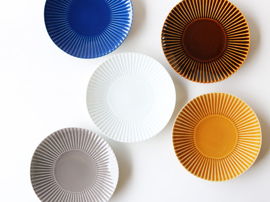 色釉 しのぎ 大皿 波佐見焼 ブルー