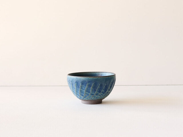 窯変 ねじり縞 茶碗 大 波佐見焼 ブルー