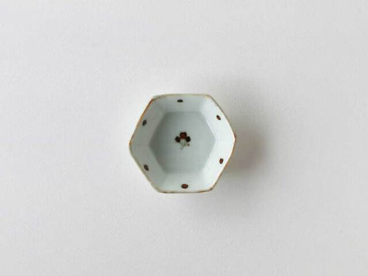 六角小付け 波佐見焼 サビ点草花紋