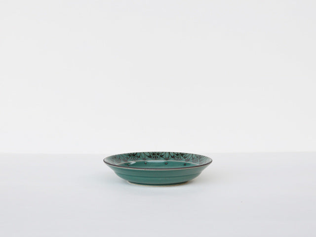 ダマスクフラワー 5寸皿 波佐見焼 グリーン