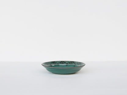 ダマスクフラワー 5寸皿 波佐見焼 グリーン