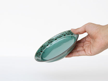 ダマスクフラワー 5寸皿 波佐見焼 グリーン