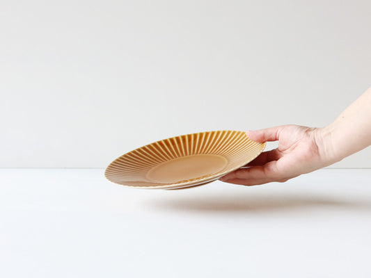 色釉 しのぎ 大皿 波佐見焼 ブラウン