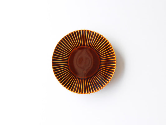 色釉 しのぎ 中皿 波佐見焼 ブラウン