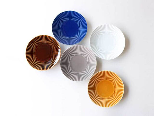 色釉 しのぎ 中皿 波佐見焼 ブラウン