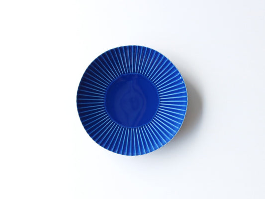 色釉 しのぎ 中皿 波佐見焼 ブルー