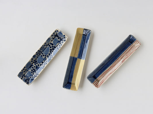 型打ち 前菜皿 有田焼 ゴールド市松