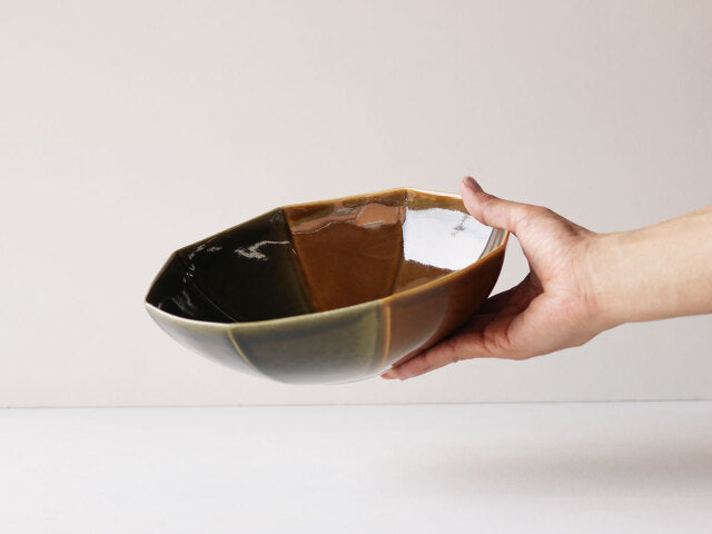 キャメル掛け分け 八角大鉢 有田焼