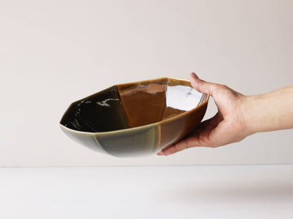 キャメル掛け分け 八角大鉢 有田焼