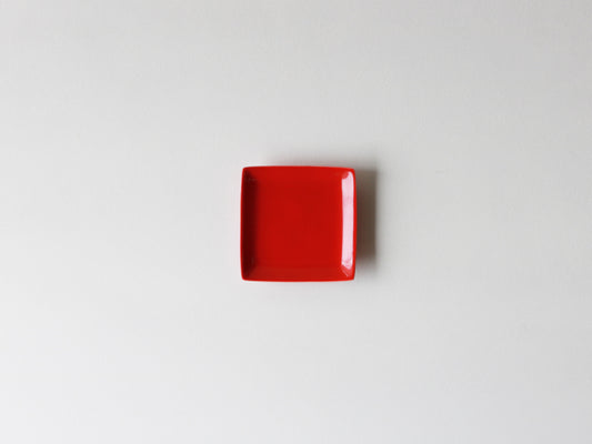 色釉 正角小皿 有田焼 レッド