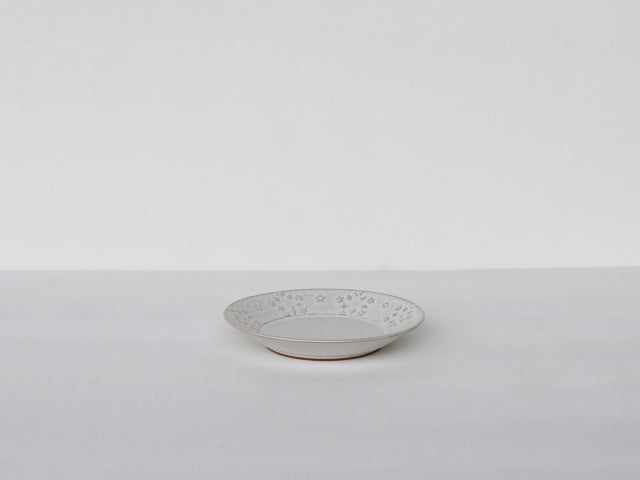 ねずみとラ レースフラワー プレート 小 吉田焼 ホワイト