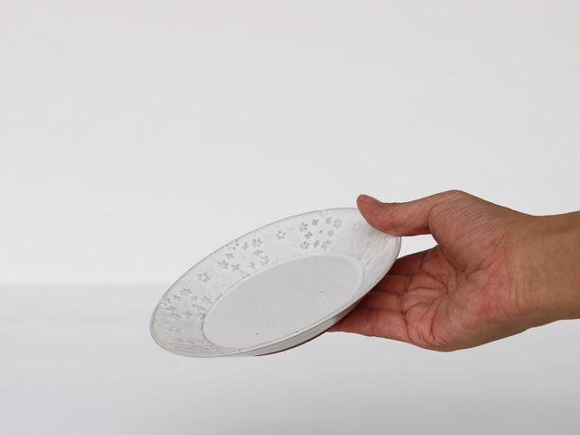 ねずみとラ レースフラワー プレート 小 吉田焼 ホワイト