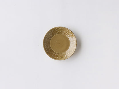 ねずみとラ レースフラワー プレート 小 吉田焼 キャメル