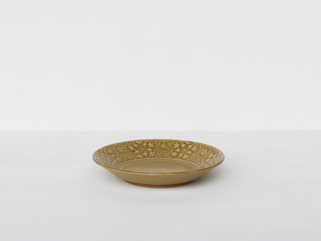 ねずみとラ レースフラワー プレート 小 吉田焼 キャメル