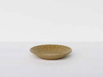 ねずみとラ レースフラワー プレート 小 吉田焼 キャメル