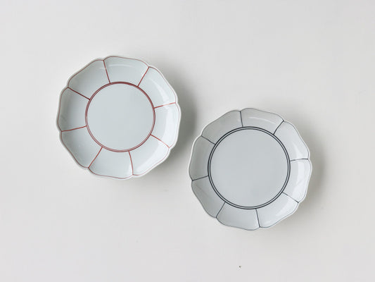 線十草 7寸皿 有田焼 ホワイト×レッド