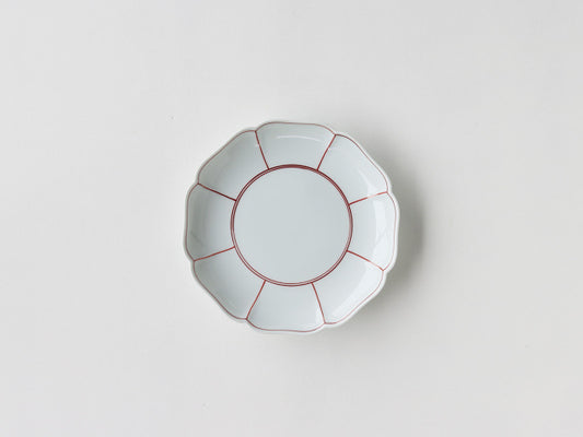 線十草 7寸皿 有田焼 ホワイト×レッド