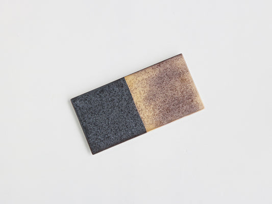 晶 半金 / 半銀 25cm長角陶板 ゴールド×ブラック