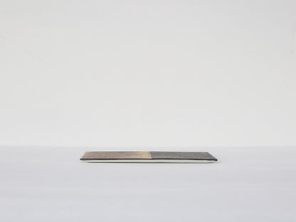 晶 半金 / 半銀 25cm長角陶板 ゴールド×ブラック