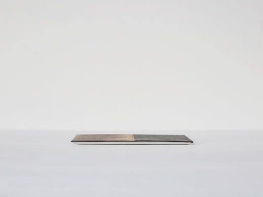 晶 半金 / 半銀 25cm長角陶板 ゴールド×ブラック