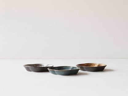 黒柚子金銀・老竹フチ金 木甲小皿 有田焼 老竹フチ金