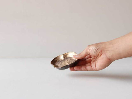 黒柚子金銀・老竹フチ金 木甲小皿 有田焼 ゴールド