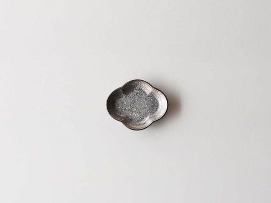 黒柚子金銀・老竹フチ金 木甲小皿 有田焼 シルバー