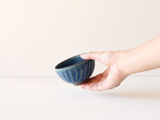 窯変 ねじり縞 茶碗 小 波佐見焼 ブルー（小）